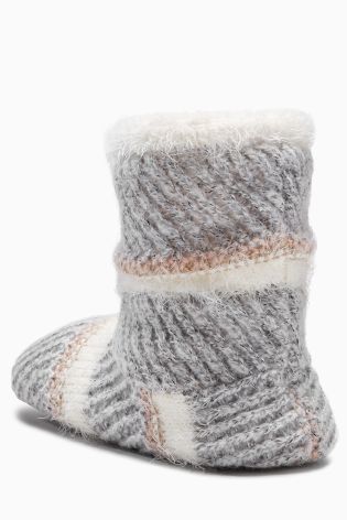 Light Pink Stripe Knitted Boots